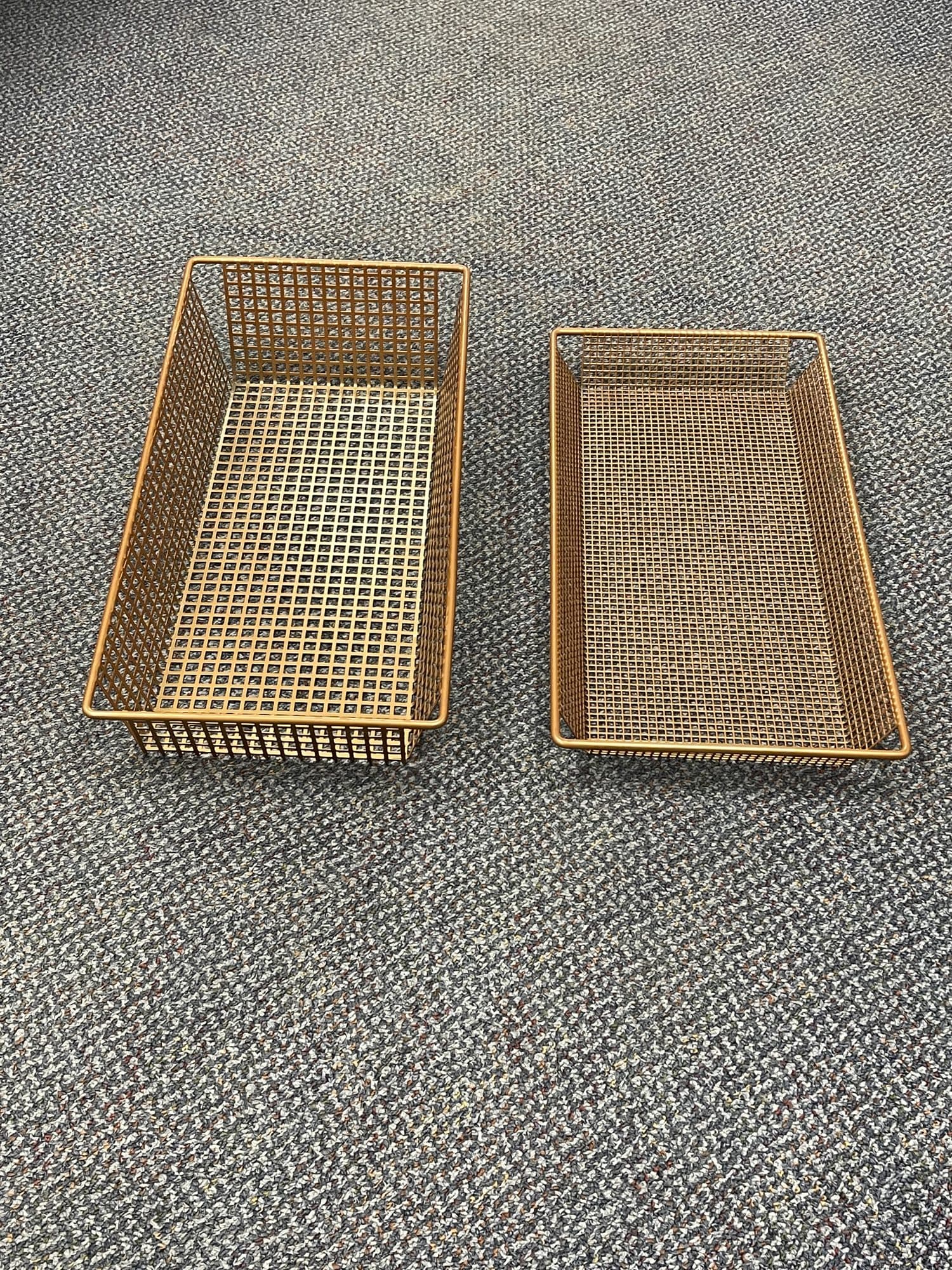 Pair of copper-toned fine mesh filter baskets